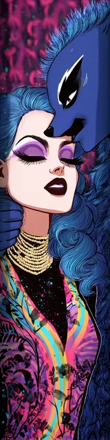 Free dark romance bookmark featuring a blue cartoon-style werewolf